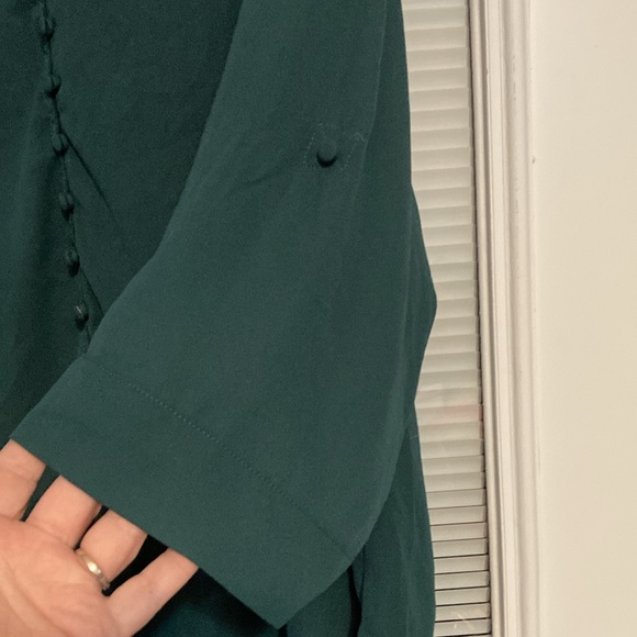Teal Button-Down Women's Top - Picture 4 of 8